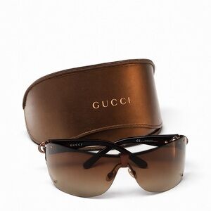 Authentic Gucci Dark Brown Designer Sunglasses – Classic Luxury Frames and Case